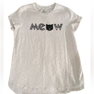Wonder Nation MEOW Graphic White Shirt With Light Pink Cats Girls XL